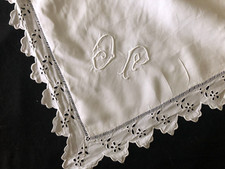 LARGE Antique French Boudoir Pillow Case Pillow Sham Monogram OP c1890s