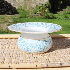 Médecine : ancien crachoir médical en verre opalin / opaline / dorures et fleurs