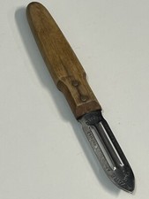 Ancien Eplucheur Econome Avare Bois 2 Tranchants Lame Acier Inoxydable