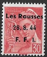 LIBERATION..RRR..Var..LES ROUSSES..30c**Mre "ESSAI"...Signé.P MAYER