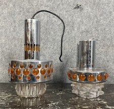 Deux lampes vintage suspension space age par Raak, 1970'