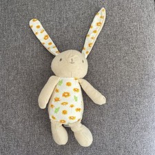 O/ Doudou peluche KLORANE LAPIN blanc Beige fleur Tournesol jaune Orange vert