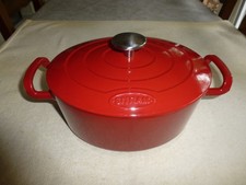 SUPERBE COCOTTE EN FONTE EMAILLEE ROUGE SITRAM