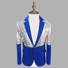 Hommes Blazer Haut Sequin Cran Revers Costume Smoking Veste Showman Costume Fête