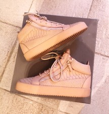 Baskets Giuseppe Zanotti cuir rose/nude effet 'python' 37.5·TBE
