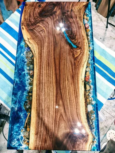 Table rivière époxy bleu - époxy,