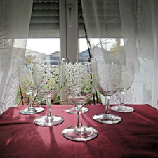 6 verres à eau en cristal gravé de Baccarat modèle riviera 15,8 cm