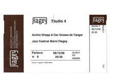RARE / TICKET BILLET CONCERT - ARCHIE SHEPP : LIVE BELGIQUE 1996 SAXO SAXOPHONE