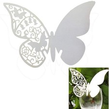 Marque-place porte nom -  Papillon carton dentelle blanc x 12 pièces