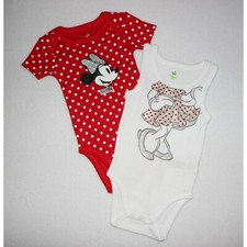 DISNEY BABY lot de 2 bodys bébé MINNIE rouge blanc débardeur 6, 12 ou 36 mois