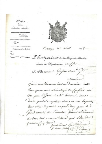 1808 lettre manuscrite - 1808.,