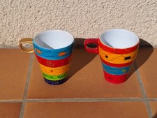 Lot de 2 jolis MUGS tasses à café thé, très colorés, parfait état, "from Turkey"