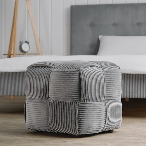 Pouf tabouret tissu côtelé - pouf,