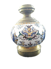 faience de Gien 19ème- ancienne lampe à pétrole-