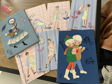 lot 8 peinture  gouache collage  tissus vintage   L Dobon 1960/70