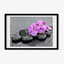 Tulup Photo MDF 60x40cm Cadre Le salon Décor Pierres d'orchidées