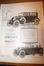 PUBLICITE ADVERTS CAR AUTO CHENARD & WALKER 1925