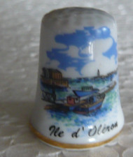 Dé à coudre de collection en porcelaine décoré de l'ile d'Oléron
