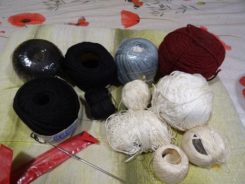 Grand lot coton pelotes noir - ,