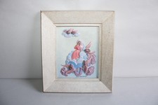 Tableau sculpture plâtre signée MARCAGGI, thème religieux naïf Vierge et anges