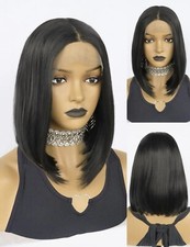 Perruque Coupe Courte Carré Femme Indétectable Synthétique T Part Dentelle Wig