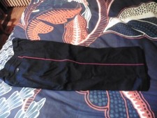 ANCIEN PANTALON HOMME POMPIER PURE LAINE BLEU MARINE LISERET ROUGE