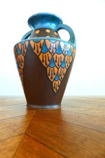 Odetta grès art deco signé HB Quimper décor floral grès ancien