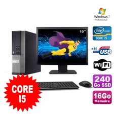 Lot PC Dell Optiplex 990 SFF I5-2400 3.1GHz 16Go 240Go SSD DVD Wifi W7 + Ecran 1