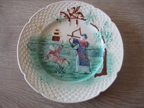 Assiette barbotine ancienne - barbotine,