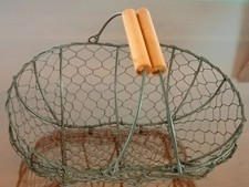 PANIER DE JARDINIER CUEILLETTE AVEC POIGNEES BOIS art populaire authentique