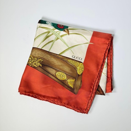 écharpe soie gucci motif - en,