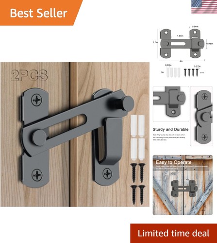 Black barn door lock set - black,