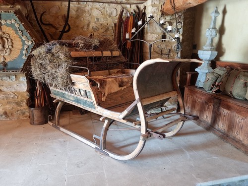 Ancien traineau hippomobile - traineau,