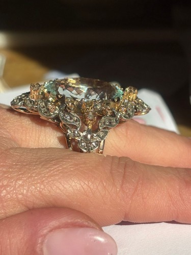 Bague aqua marina diamants - aqua,