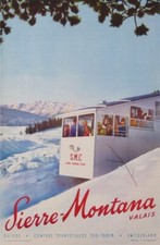 SIERRE-MONTANA VALAIS SUISSE SKI 1947 VINTAGE POSTER