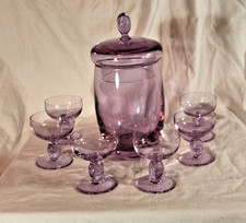 Service En Cristal Cerise Eau De Vie. Cristallerie Lorraine. Lemberg. Model Rio