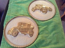 Pair of 8 inch old-time car wall hanging pieces