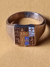  blason provinces Basques ancienne petite chevalière en cuivre taille 54