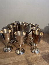 Lot De 8 Verres Gobelets À Pied En Métal Et Carafe Made In India