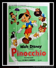 PINOCCHIO ? Walt Disney Huge Italian 4SH Vintage Movie Poster Original R1970's