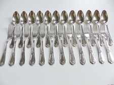 ERCUIS LOUIS XV 12 COUVERTS A ENTREMET / DESSERT métal argenté 24 pièces .