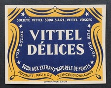 Ancienne étiquette limonade SODA VITTEL délices Bouguet label 2