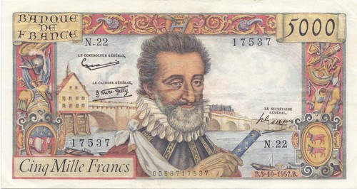 5000 francs henri du - henri, iv