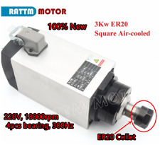 3KW 220V Spindle Motor ER20 4Bearings Wood Milling Grinding Air Cooling CNC〖FR〗