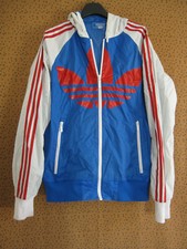 Veste Adidas 100 % nylon coupe vent Trefoil Bleu rouge Homme Jacket - S