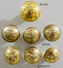 Lot de 7 boutons  tres Anciens  25/22 mm .  ECOLE POLYTECHNIQUE . dont 5 Tw  H.M