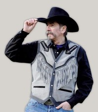 Hommes Gris Suède Cuir Gilet