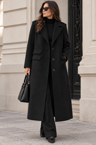 Manteau long noir femme 4th - manteau,