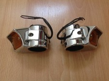 Paire de clignotants de fourche moto, chromés style custom pour Harley, bobber..