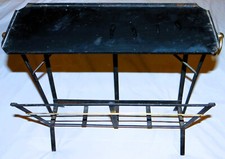 PORTE-REVUES MÉTAL VINYLES TABLETTE VINTAGE 40 x 23 x 42 cm NOIR ET OR FRANCE BE